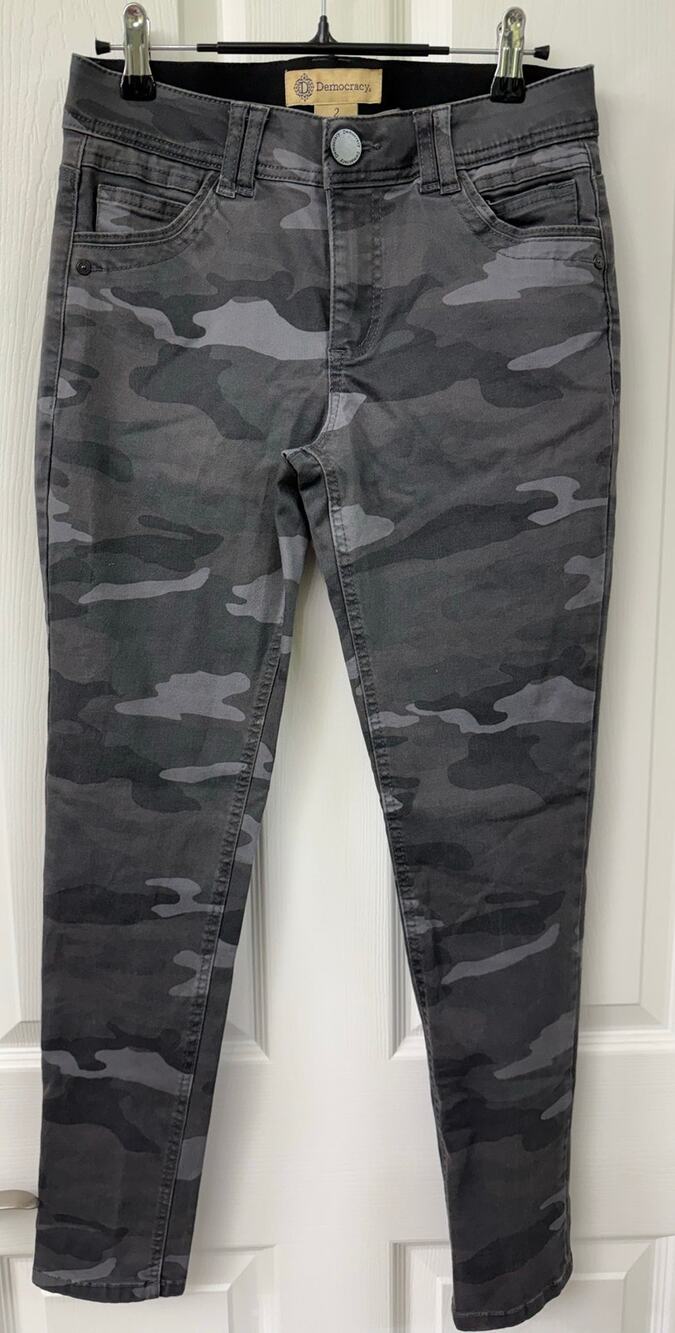 Democracy Ab Technology jeans gray black camouflage skinny size 2 stretchy